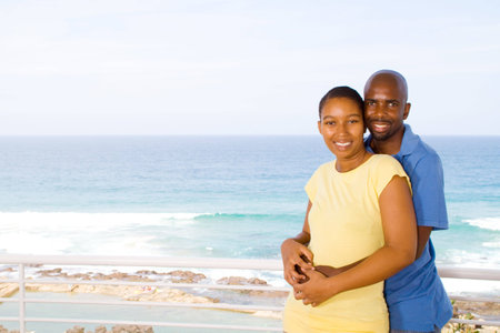 african couple on seaside vacationの写真素材