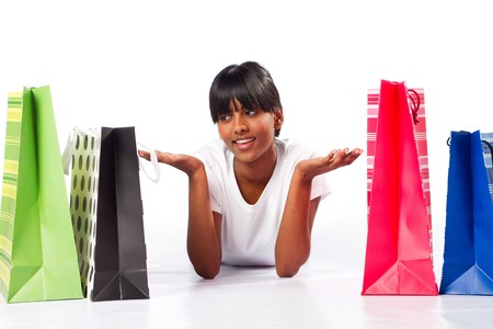 indian girl choice of shoppingの写真素材