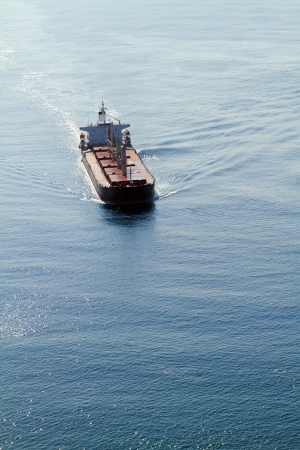 aerial view of ship on oceanの写真素材
