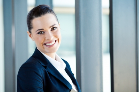 pretty young businesswoman closeup portraitの写真素材