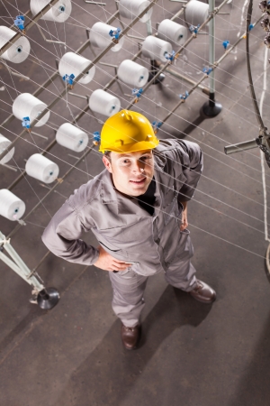textile factory worker looking up の写真素材