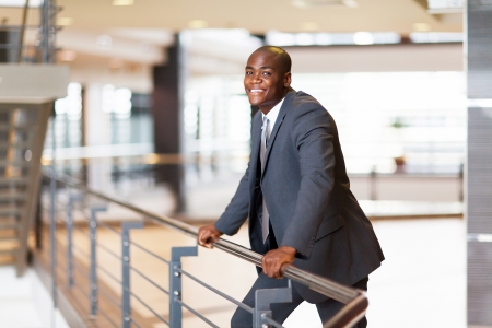 african american businessman in modern office buildingの写真素材