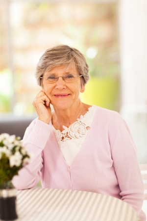 elegant senior woman at homeの写真素材