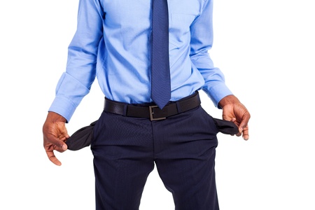 african american businessman with empty pocketsの写真素材