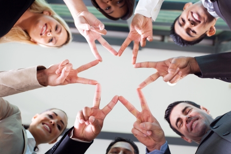 group business people hands forming a star shapeの写真素材
