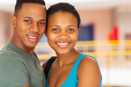 beautiful young african couple in collegeの写真素材