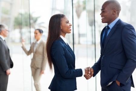 professional african business people handshaking in office