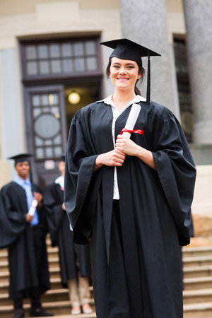 successful female graduate at university graduationの写真素材