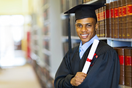happy african american law school graduate on graduation dayの写真素材