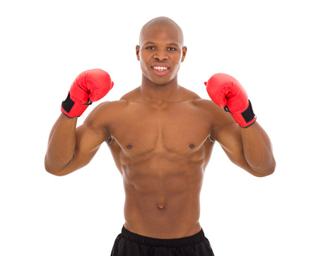 afro american bodybuilder wearing boxing gloves
