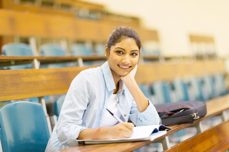 female indian college student in lecture hallの写真素材