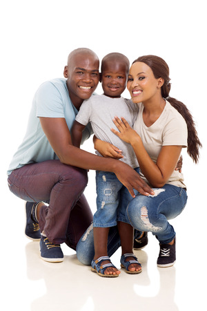 beautiful african american couple and son isolated on whiteの写真素材