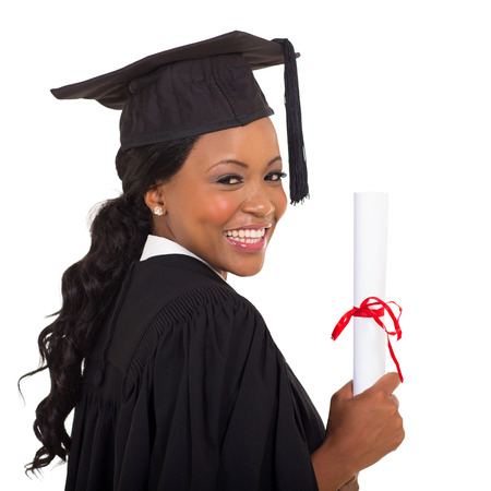 attractive college graduate close up portraitの写真素材