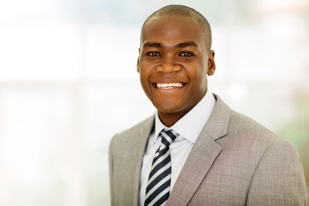 close up portrait of african american male corporate workerの写真素材