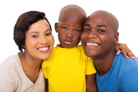 modern young african american family isolated on whiteの写真素材