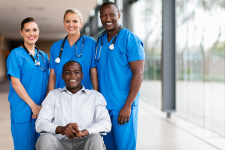 professional health workers and disabled patientの写真素材