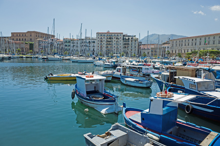 Yachts in the port of Palermo, Sicily, Italyのeditorial素材