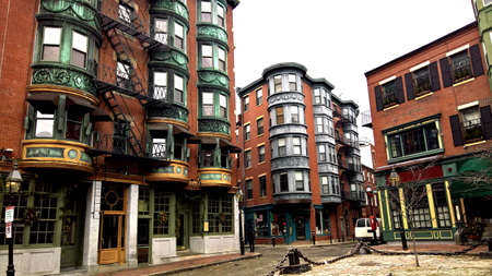 North End Boston Massachusetts in Decemberの写真素材