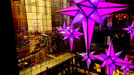Shopping mall with christmas decoration at columbus circle , New Yorkのeditorial素材
