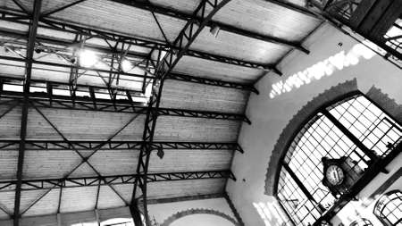 Factory ceiling - black and whiteのeditorial素材