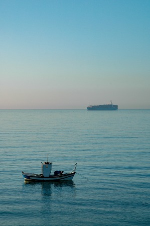 Traditional fishing boat in the Mediterranean seaの写真素材