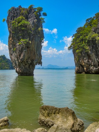 James Bond Island on Phang Nga bay, Thailandの写真素材