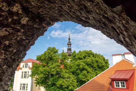 ESTONIA, TALLINN - JUNE 26, 2015: Ancient city wall towerのeditorial素材