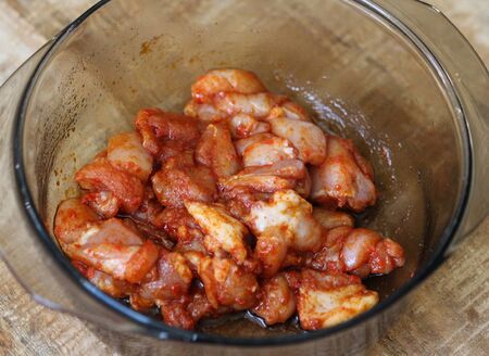 close up of marinated chicken indian tandooriの写真素材