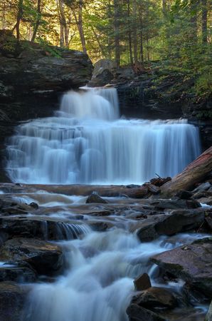 RB Ricketts Falls, Ricketts Glen State Park, viewed from Kitchen Creek in early Autumn.