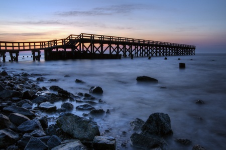 Sunrise at the fishing pier at Port Mahon, Dover Delaware.の写真素材