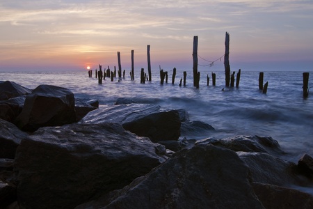 Sunrise on the Delaware Bay, Port Mahon.の写真素材