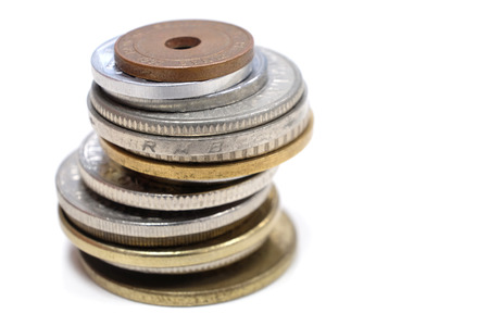 Stack of coin on white background