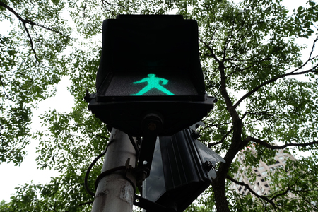 Traffic sign for people to cross the roadの写真素材
