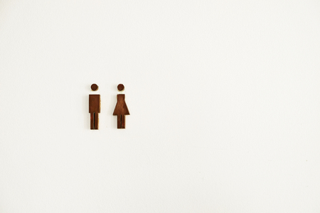 Toilet sign for male and female on white backgroundの写真素材
