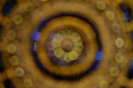 Blurry of Gong, Asian ancient musical instrument in circle of bokeh