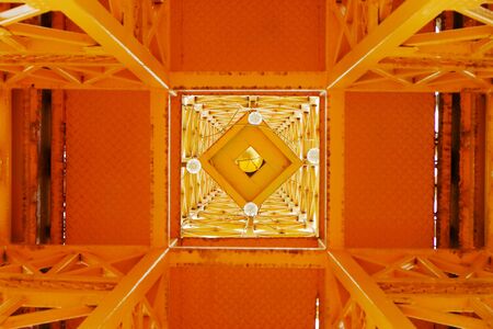 Bottom view of steel high tower structure