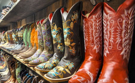 Wall of Cowboy Bootsの写真素材