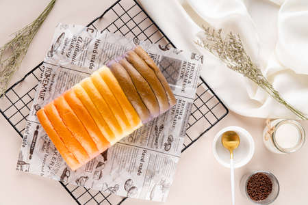 Roti sisir or Homemade Sweet Soft Pull Over Bread. Roti sisir is an  traditional bread that is much liked by the Indonesian people for breakfastの写真素材