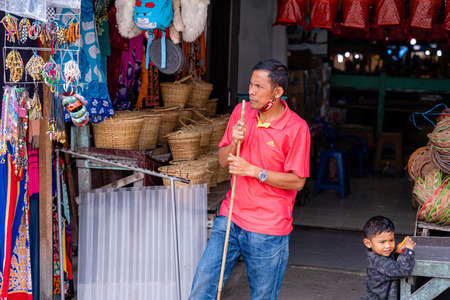 BERASTAGI, INDONESIA - SEPTEMBER 28,2021. Berastagi Fruit Market, North Sumatra a regionally famous traditional market selling local fruits souvenirs. Berastagi is famous for its passion fruit.のeditorial素材