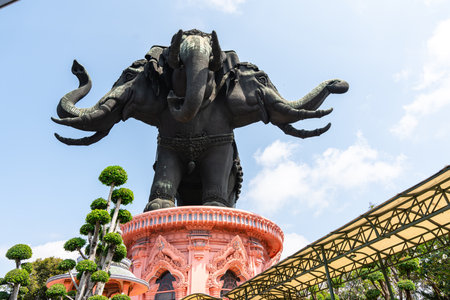 Erawan Museum is a museum in Samut Prakan Province, Thailand. It is well known for its giant three-headed elephant art display.のeditorial素材