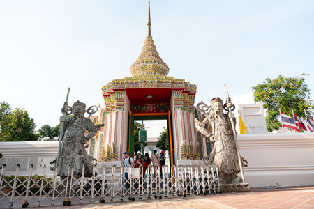 BANGKOK, THAILAND - FEBRUARY 14, 2023 :Wat Pho also spelled Wat Po, a Buddhist temple complex in...