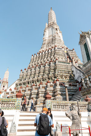 Bangkok,Thailand - February, 14 2023 :Wat Arun is a Buddhist temple in the Bangkok Yai district of...
