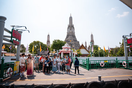 Bangkok,Thailand - February, 14 2023 :Wat Arun is a Buddhist temple in the Bangkok Yai district of Bangkok, Thailand. It is situated on Thonburi on the west bank of the Chao Phraya River.のeditorial素材