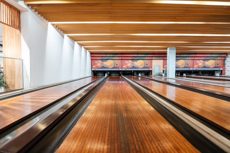 Bowling is a target sport and recreational activity in which a player rolls a ball toward pinsの写真素材