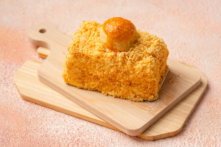 Nastar Cake is vanilla sponge based with crumbs, layered by pineapple jam and cheese cream. Topping with nastar cookies crumbsの写真素材