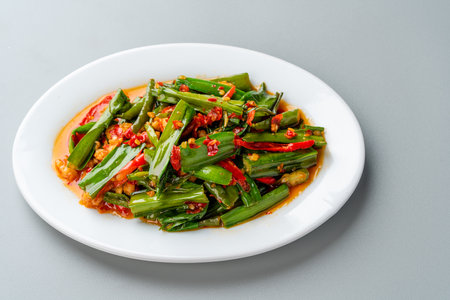 tumis genjer or oseng genjer is Indonesian traditional food.の写真素材