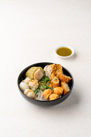Yong tau foo , yong tau fu or Liong Tahu (In Indonesia). is a Hakka Chinese cuisine consisting primarily of tofu filled with ground meat mixture or fish paste.の写真素材
