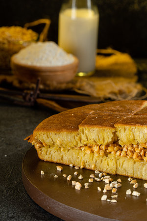Kue Hok Lo Pan or martabak bangka. The martabak bangka batter is made from a mixture of flour, eggs,...