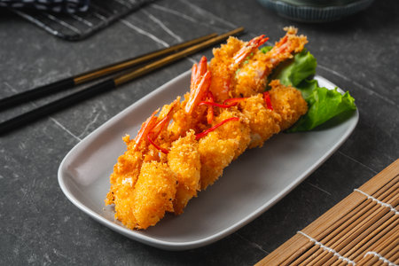 Crispy fried shrimp.Deep fry shrimp with Breadcrumbsの写真素材
