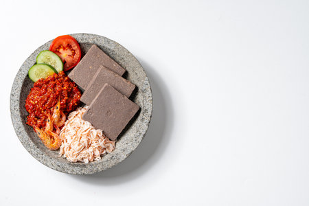 Homemade sambal terasi, Traditional spicy indonesian chili paste with shrimp pastte and fresh red...